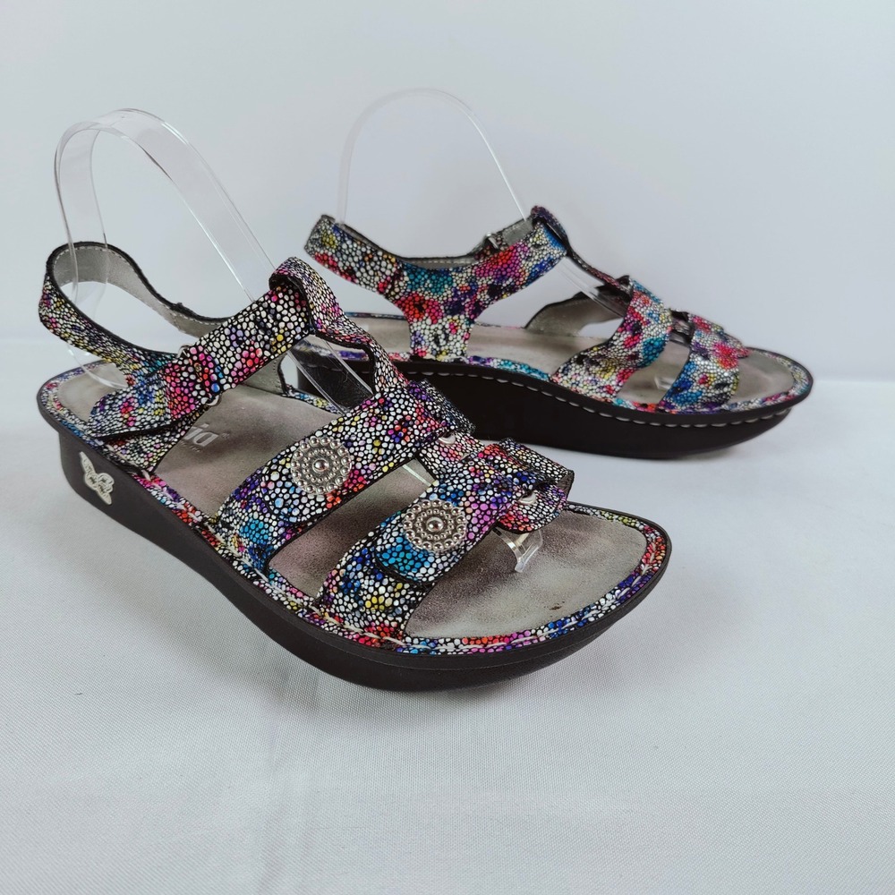 Alegria Kleo Blissful Comfort Sandals Metallic Rainbow Strappy Shoes 38 KLE-447